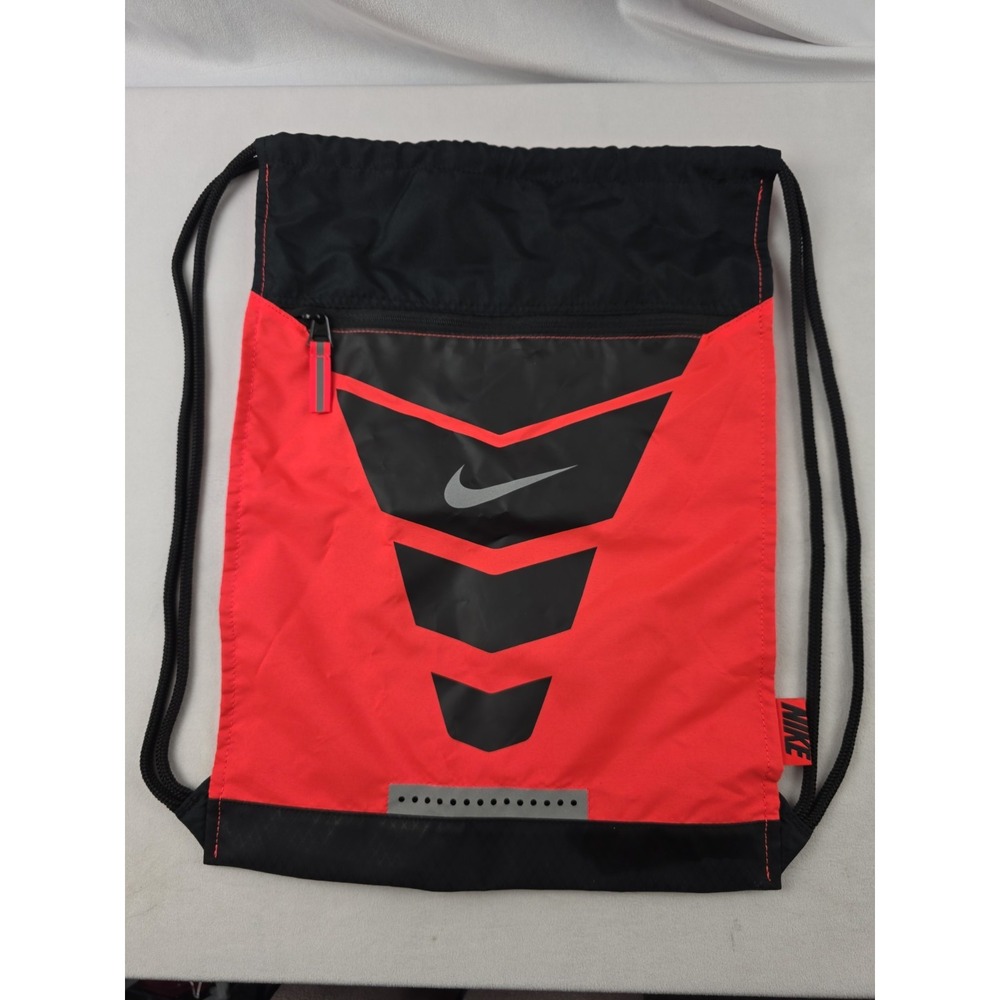Nike Vapor Gym Sack Bag Red Black Drawstring Logo Outer Zip Pocket Inner Divider